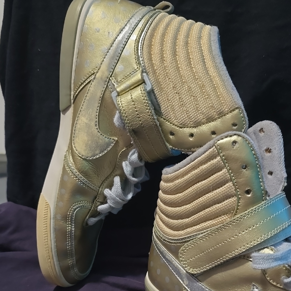 Nike Gold High-Top Sneakers with Quilted Design